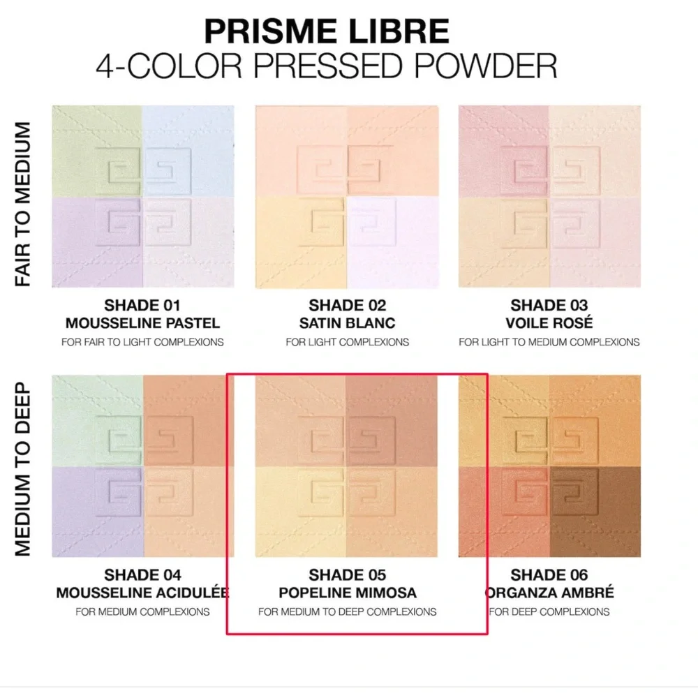 Givenchy Prisme Libre 4 Color Pressed Powder in 05 Popeline Mimosa - BNIB